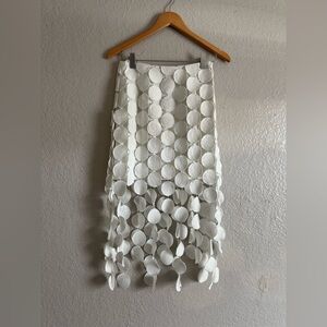 COMMENSE white Laser Cut Multi Circle Double Layered Skirt